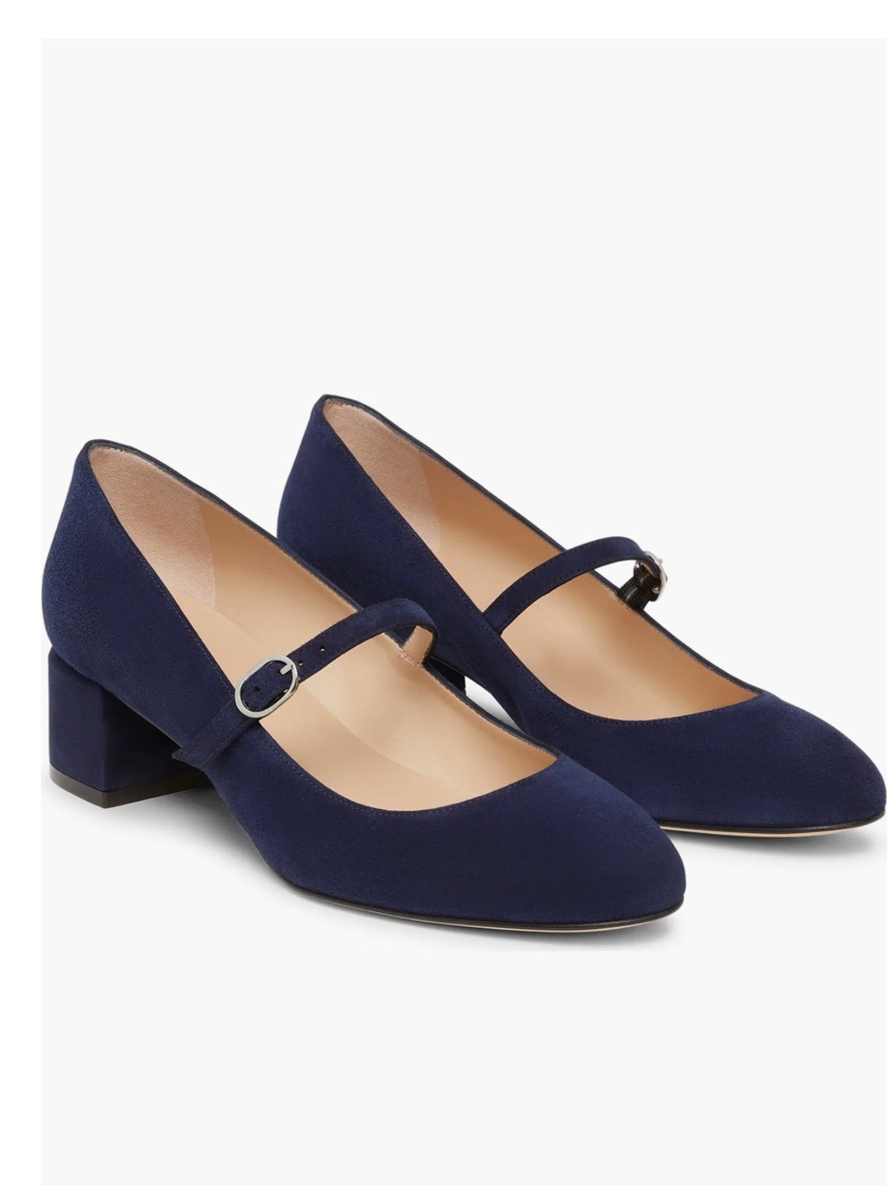 Stuart‎ Weitzman Gabby Navy Blue Mary Jane Block Heel Pumps
